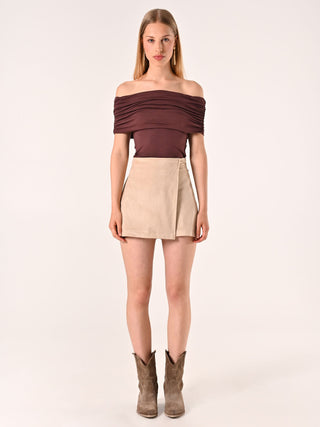 Top off-the-Shoulders Marrone