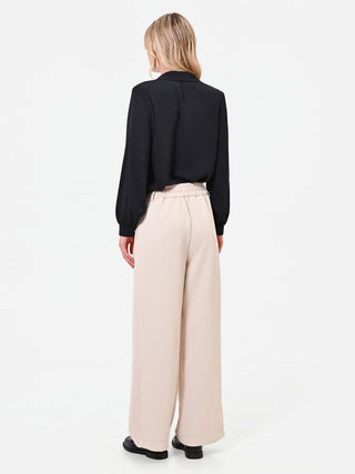 Pantalone palazzo tortora beige con pinces frontali
