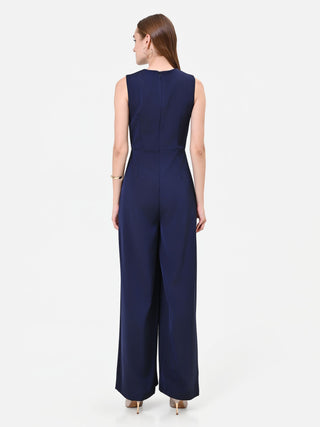 Navyblauer Jumpsuit mit Drapierung