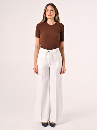 Loose Trousers in White Viscose