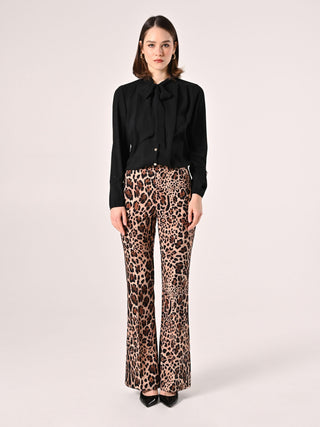 Blusa con Fiocco e Pinces Nera