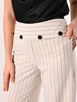 White Trousers with Blue Stripes