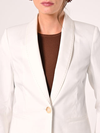 White Cotton Jacket with Contrasting Stitching