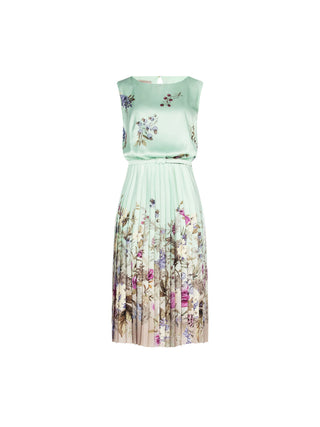 Mint Green Floral Print Pleated Midi Dress Rinascimento Mint Green Floral Print Pleated Midi Dress Rinascimento