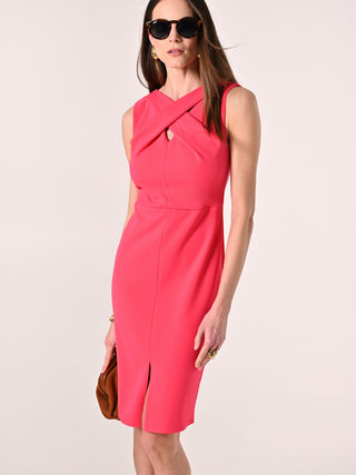 Robe fourreau cache-cœur fuchsia