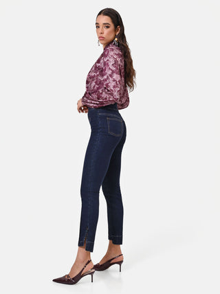 Navy Blue Corset-Waist Jeans