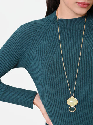 Petrol Green Ribbed Viscose Sweater