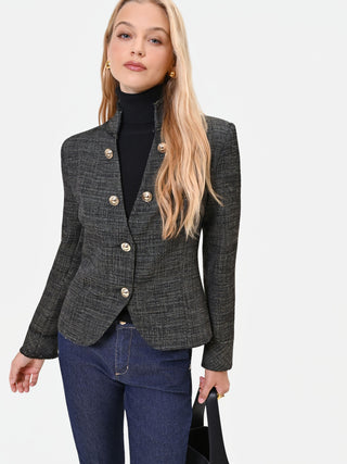 Structured Military Green Basketweave Jacket