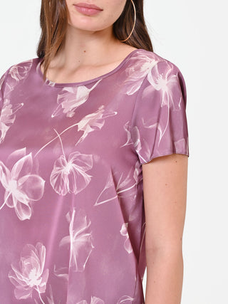 Altrosafarbene Bluse mit Blumenprint