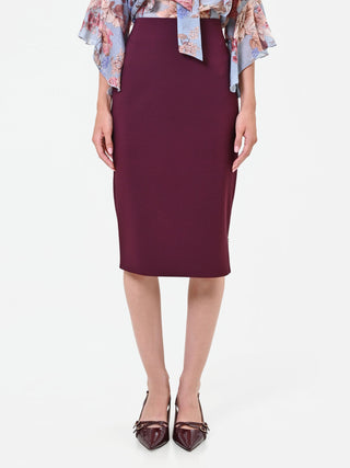 Burgundy Red Technical Fabric Midi Skirt