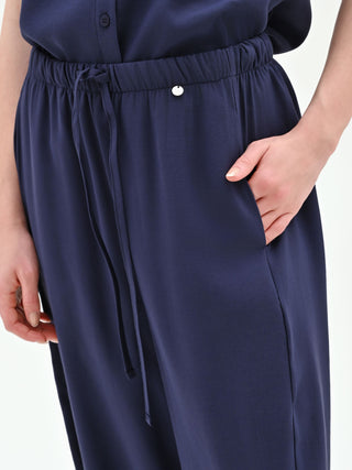 Pantalone blu navy fluido con coulisse