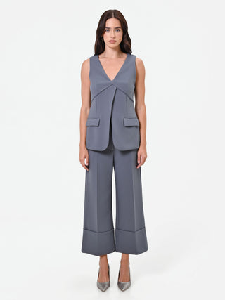 Grey Crossover Pleat Vest