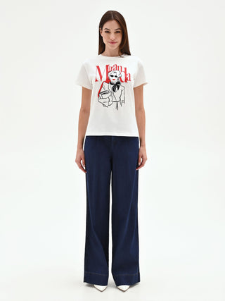 T-shirt 'Miranda: The Devil Wears Prada' bianca in cotone