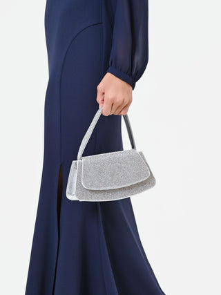 Borsa argento strutturata con strass