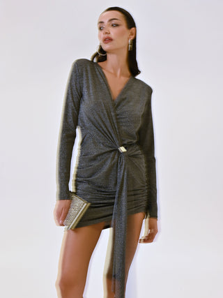 Silver Sheath Dress in Lurex Jersey