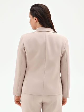 Taupe Beige Curvy Single-Breasted Blazer