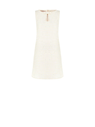 Robe beige clair en tweed à micro paillettes