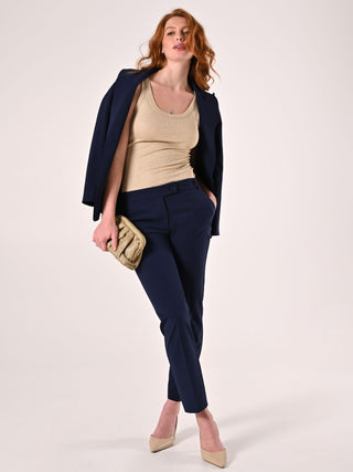 Blue Viscose-Blend Pants