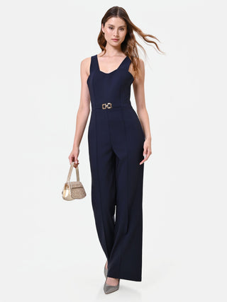 Elegant Navy Wide-Leg Jumpsuit