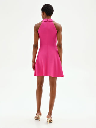 Robe courte fuchsia en polyviscose