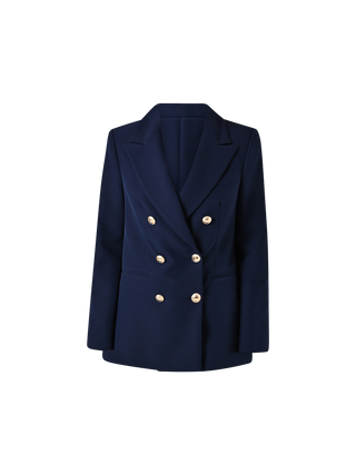 Double-breasted Jacket in Blue Technical Fabric