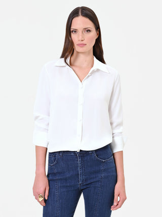 Satinbluse in Cremeweiß