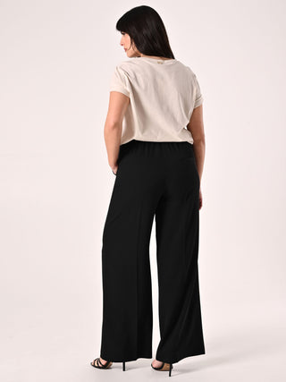 Curvy Black Palazzo Pants in Cady