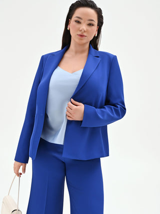 Giacca Curvy blu cina con rever a lancia in cadi