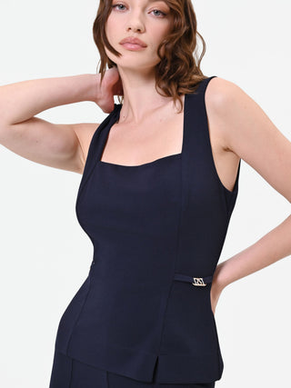 Navy Blue Flared Jumpsuit