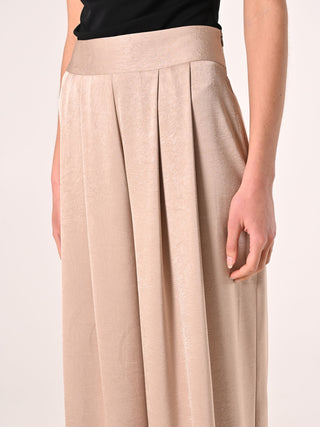 Pantaloni Ampi in Envers Satin Beige Scuro