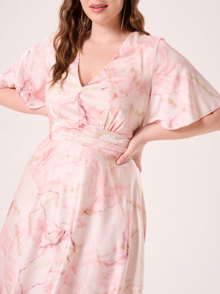 Abito Lungo Curvy stampa Marble Glitter Rosa