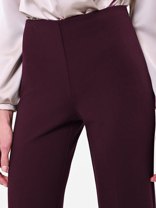 Pantalone a palazzo bordeaux in scuba mano crepe
