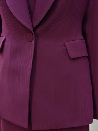 Giacca Studio monopetto gessata in crepe bordeaux rosso