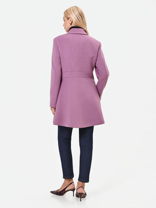 Cappotto doppiopetto a corolla rosa antico