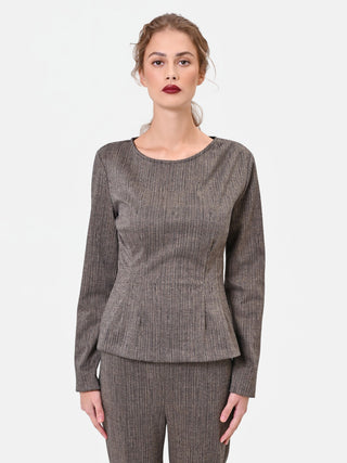 Blusa tortora beige con baschina