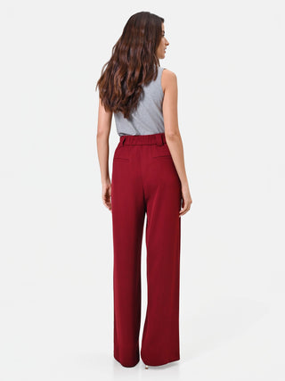 Pantalone palazzo bordeaux a vita alta