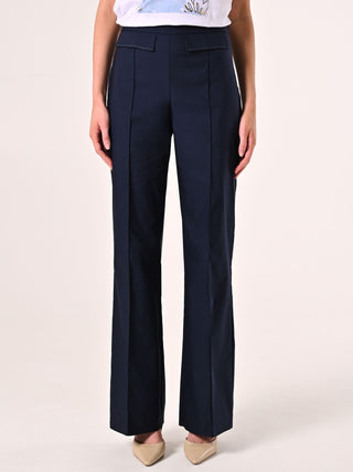 Pantaloni Blu in Cotone con Patte
