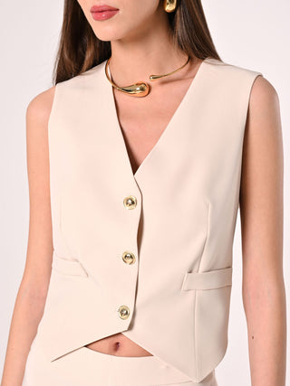 Waistcoat in Light Beige Technical Fabric