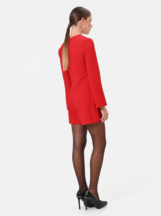 Dark Red Wrap-Effect Playsuit