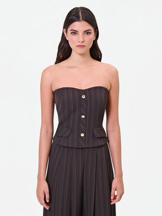 Top bustier gessato testa di moro