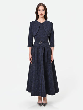 Navy Blue Jacquard Bolero