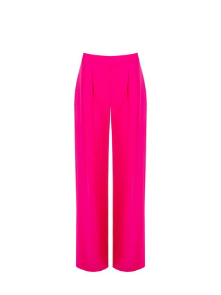 Pantalón palazzo fucsia de talle alto en poliviscosa