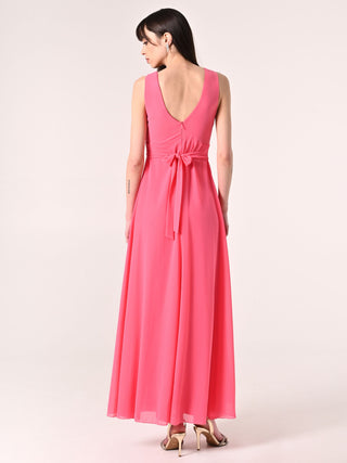 Robe coupe empire en crêpe georgette de couleur rose pâle