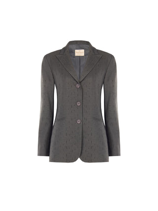 Dark Grey Single-Breasted Jacket with Pinstripe Effect Giorgia Palmas X Rinascimento