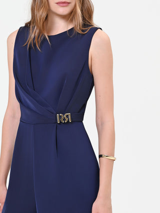 Navyblauer Jumpsuit mit Drapierung