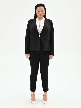 Blazer nero monopetto Curvy in scuba mano crepe