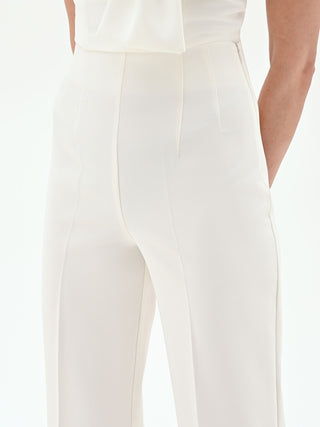 Crease-Front White Palazzo Trousers
