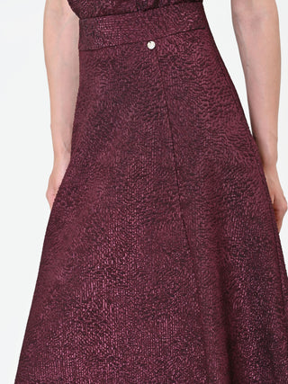 Falda midi burdeos de jacquard lamé
