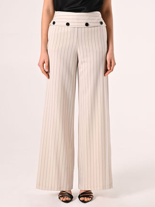 White Trousers with Blue Stripes