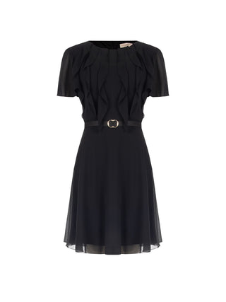 Short Black Georgette Dress with Ruffles